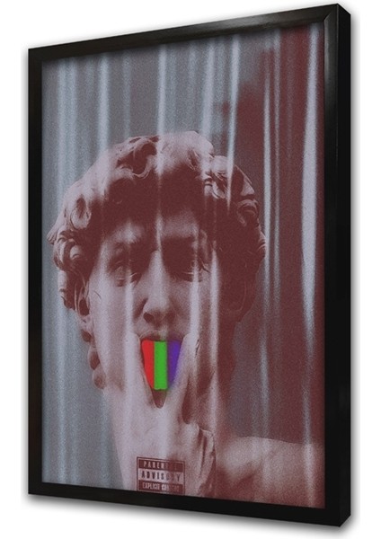 Yunan Heykeli Glitch Çerçeveli Mdf Tablo