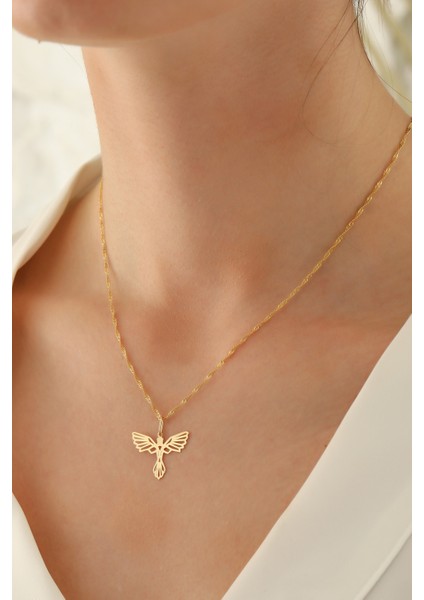 14 Ayar Altın Singapur Zincir Anka Kuşu Kolye