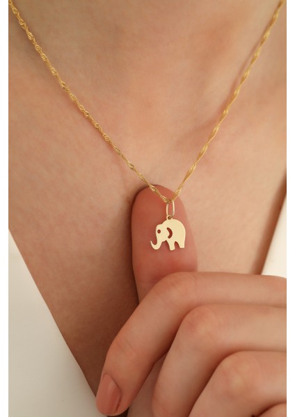 14 Ayar Altın Singapur Zincir Fil Kolye modelleri