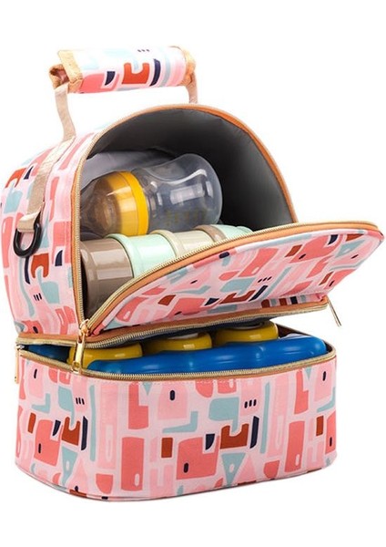 Lovehome Desenli Anne Bebek Bakım Çantası - Pembe (Yurt Dışından)