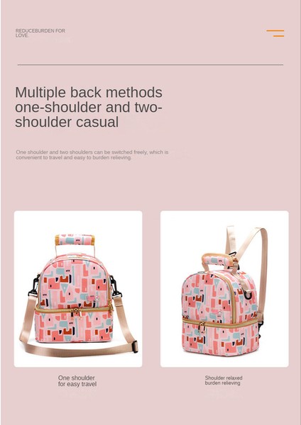 Lovehome Desenli Anne Bebek Bakım Çantası - Pembe (Yurt Dışından) fırsatları