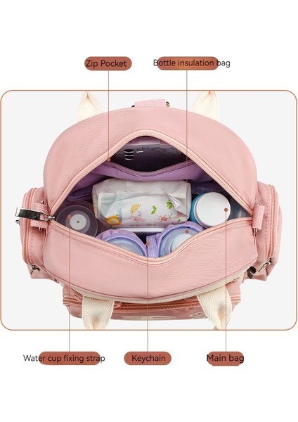 Lovehome Çok Cepli Karikatür Baskılı Büyük Kapasiteli Anne Bebek Sırt Çantası - Pembe (Yurt Dışından) modelleri