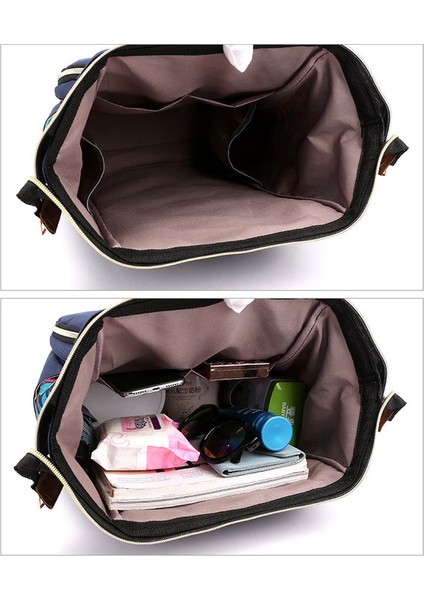 Lovehome Büyük Kapasiteli Yaprak Desenli Çok Fonksiyonlu Anne Bebek Sırt Çantası - Koyu Mavi (Yurt Dışından) fiyatları