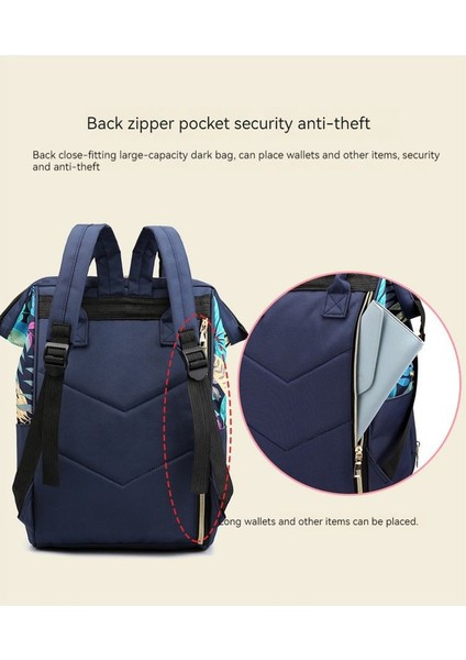 Lovehome Büyük Kapasiteli Yaprak Desenli Çok Fonksiyonlu Anne Bebek Sırt Çantası - Koyu Mavi (Yurt Dışından) modelleri