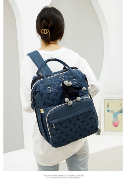 Lovehome Çok Cepli Maymun Figürlü Fermuarlı Anne Bebek Sırt Çantası - Mavi (Yurt Dışından) fiyatları