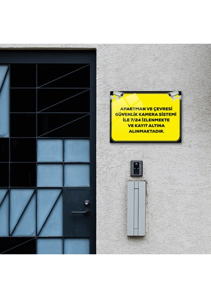 | Cam Yönlendirme Levhası | Apartman Kamera Sistemi ile İzlenmektedir | 30cm x 40cm