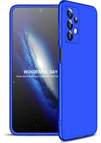 Samsung Galaxy A23 Uyumlu Kılıf 3 Parçalı Tam Koruma Sert Mika Ays Kapak Mavi