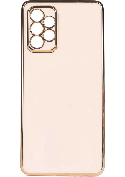 Case 4U Samsung Galaxy A33 5g Uyumlu Kılıf Kamera Korumalı Yumuşak Pastel Altın Kenar Bark Kapak Rose Gold