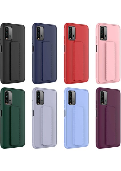 Xiaomi Redmi 9T Kılıf Stand Olabilen Mat Yüzey Kaliteli TPU Silikon Qstand Arka Kapak Gri