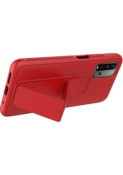 Xiaomi Redmi 9T Kılıf Stand Olabilen Mat Yüzey Kaliteli TPU Silikon Qstand Arka Kapak Kırmızı