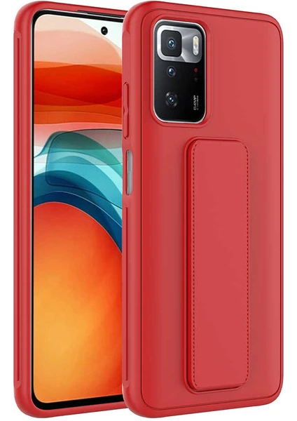 Case 4U Xiaomi Redmi 10 Kılıf Stand Olabilen Mat Yüzey Kaliteli TPU Silikon Qstand Arka Kapak Kırmızı