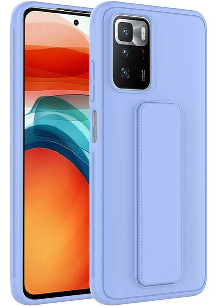 Case 4U Xiaomi Redmi 10 Kılıf Stand Olabilen Mat Yüzey Kaliteli TPU Silikon Qstand Arka Kapak Lila