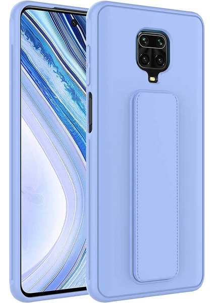 Case 4U Xiaomi Redmi Note 9s / 9 Pro Kılıf Stand Olabilen Mat Yüzey Kaliteli TPU Silikon Qstand Arka Kapak Lila