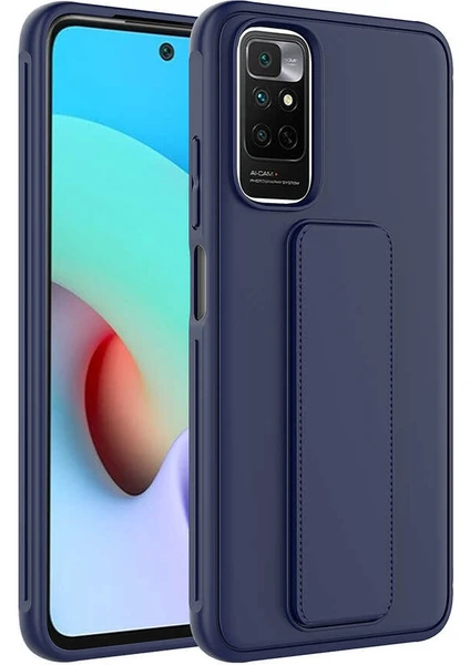 Case 4U Xiaomi Redmi Note 11 / 11s Kılıf Stand Olabilen Mat Yüzey Kaliteli TPU Silikon Qstand Arka Kapak Lacivert