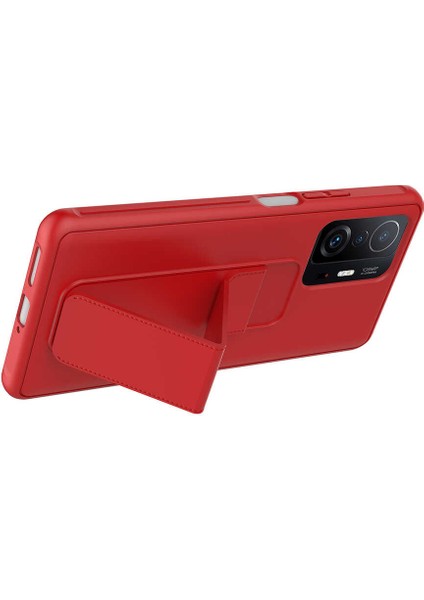 Case 4U Xiaomi Mi 11T 5g / Mi 11T Pro 5g Kılıf Stand Olabilen Mat Yüzey Kaliteli TPU Silikon Qstand Arka Kapak Lila