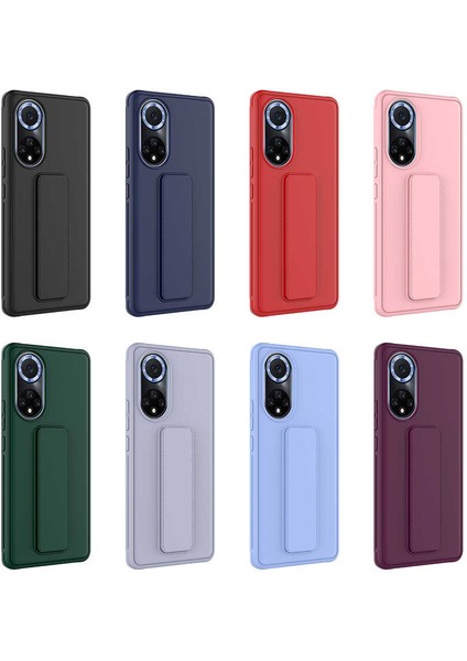 Case 4U Honor 50 Kılıf Stand Olabilen Mat Yüzey Kaliteli TPU Silikon Qstand Arka Kapak Siyah