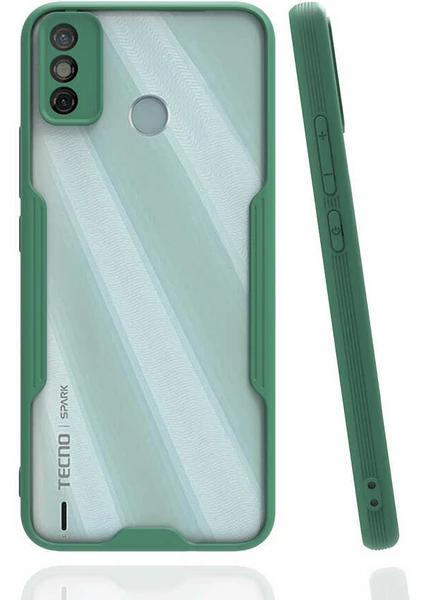 Case 4U Tecno Spark 6 Go Kılıf Kamera Korumalı Ultra Ince Buzlu Mat Renkli Parfe Silikon Kapak Koyu Yeşil