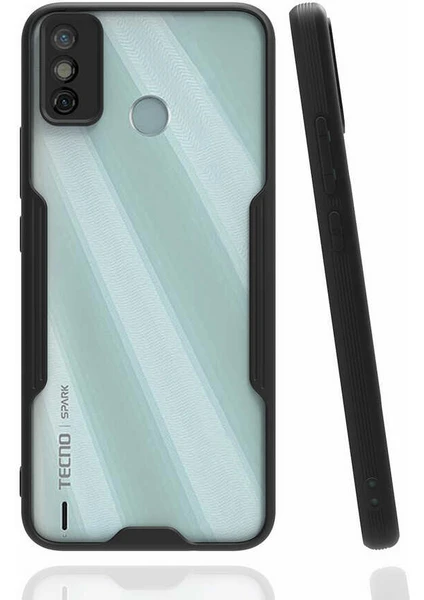 Case 4U Tecno Spark 6 Go Kılıf Kamera Korumalı Ultra Ince Buzlu Mat Renkli Parfe Silikon Kapak Siyah