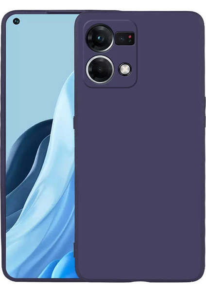 Case 4U Oppo Reno 7 4g Kılıf Klasik Mat Renkli Yumuşak Premier Silikon Lacivert