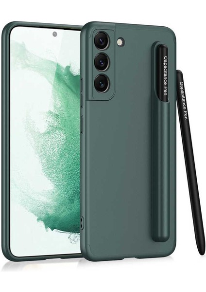 Samsung Galaxy S22 Uyumlu Kılıf Kamera Korumalı Kalemli Ays Arka Kapak Koyu Yeşil