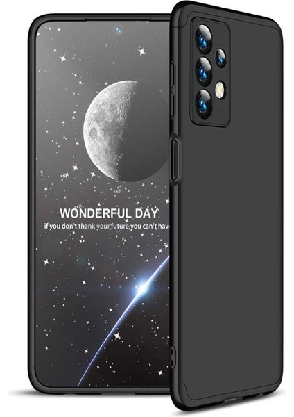 Samsung Galaxy A23 Uyumlu Kılıf 3 Parçalı Tam Koruma Sert Mika Ays Kapak Siyah
