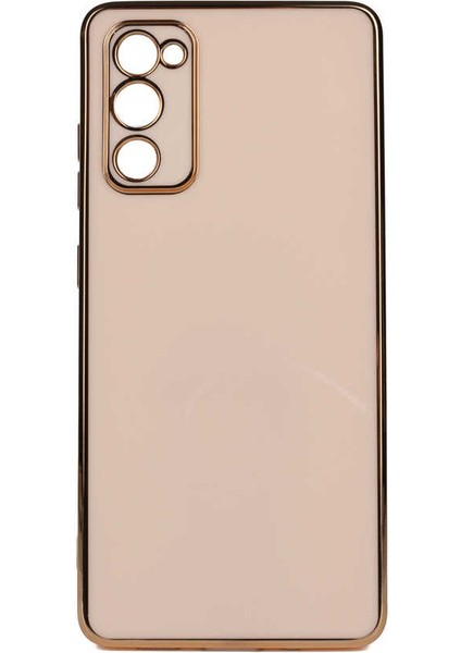 Samsung Galaxy A03s Uyumlu Kılıf Kamera Korumalı Yumuşak Pastel Altın Kenar Bark Kapak Rose Gold