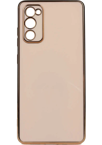 Case 4U Samsung Galaxy A03s Uyumlu Kılıf Kamera Korumalı Yumuşak Pastel Altın Kenar Bark Kapak Rose Gold