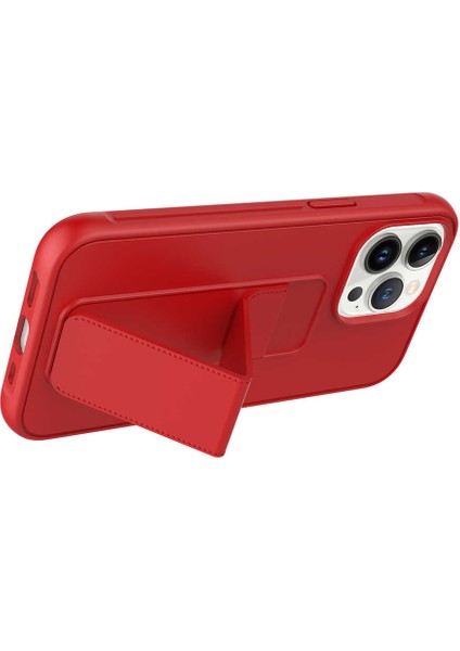 Case 4U Apple iPhone 13 Pro Kılıf Stand Olabilen Mat Yüzey Kaliteli TPU Silikon Qstand Arka Kapak Gri