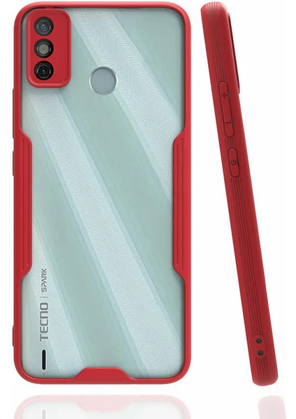 Case 4U Tecno Spark 6 Go Kılıf Kamera Korumalı Ultra Ince Buzlu Mat Renkli Parfe Silikon Kapak Kırmızı