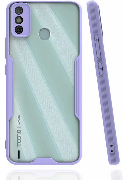 Case 4U Tecno Spark 6 Go Kılıf Kamera Korumalı Ultra Ince Buzlu Mat Renkli Parfe Silikon Kapak Lila