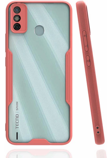 Case 4U Tecno Spark 6 Go Kılıf Kamera Korumalı Ultra Ince Buzlu Mat Renkli Parfe Silikon Kapak Pembe