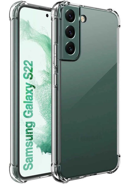 S22 Plus Uyumlu Kılıf Kamera Korumalı Darbe Emici Anti Shock Silikon Arka Kapak Şeffaf