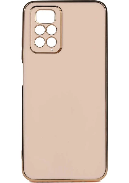 Case 4U Xiaomi Redmi Note 11 Pro 5g Kılıf Kamera Korumalı Yumuşak Pastel Altın Kenar Bark Kapak Rose Gold