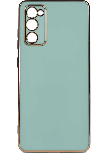 Case 4U Samsung Galaxy A03s Uyumlu Kılıf Kamera Korumalı Yumuşak Pastel Altın Kenar Bark Kapak Açık Yeşil