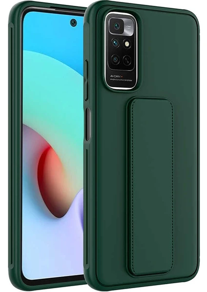 Case 4U Xiaomi Redmi Note 11 Pro 5g Kılıf Stand Olabilen Mat Yüzey Kaliteli TPU Silikon Qstand Arka Kapak Koyu Yeşil