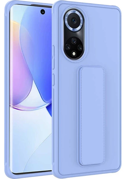 Case 4U Honor 50 Kılıf Stand Olabilen Mat Yüzey Kaliteli TPU Silikon Qstand Arka Kapak Lila