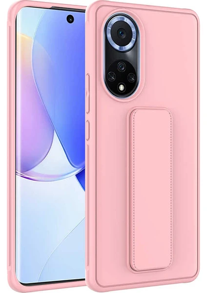 Case 4U Honor 50 Kılıf Stand Olabilen Mat Yüzey Kaliteli TPU Silikon Qstand Arka Kapak Pembe