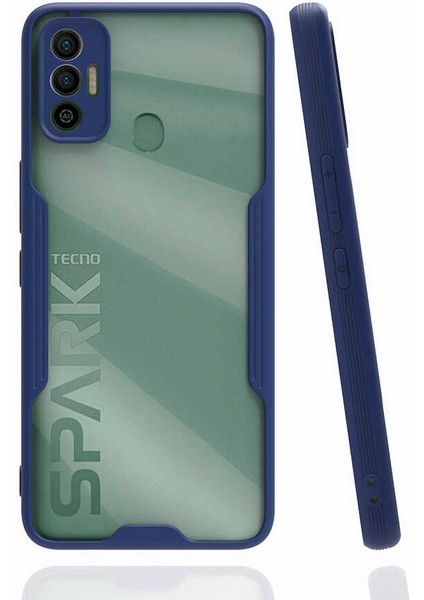 Tecno Spark 7t Kılıf Kamera Korumalı Ultra Ince Buzlu Mat Renkli Parfe Silikon Kapak Lacivert