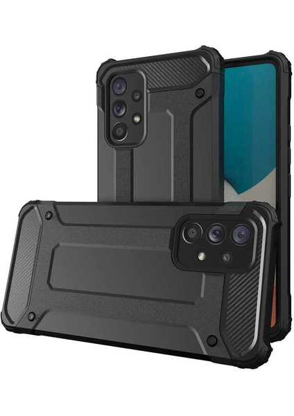 Case 4U Galaxy A33 5g Uyumlu Kılıf Military Armor Çift Katmanlı Crash Silikon Kılıf Siyah