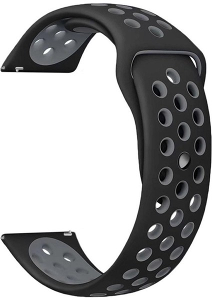 Samsung Galaxy Watch 4 Classic 46 mm R890 Için Delikli Spor Kordon Siyah Gri