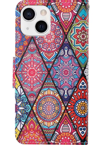 Iphone 13 Rhombus Totem Için Renkli Çizim Deseni Pu Kılıfı (Yurt Dışından) fırsatları