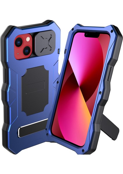 Iphone 13 Mavi Için Metal + Silikon Kasa (Yurt Dışından)