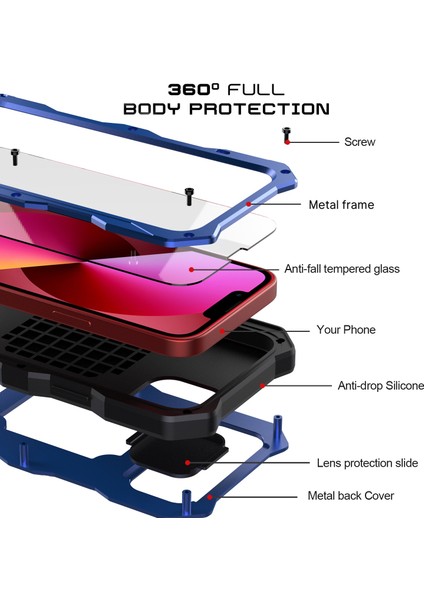 Iphone 13 Mavi Için Metal + Silikon Kasa (Yurt Dışından) fırsatları