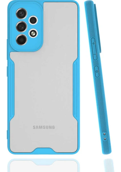 Case 4U Samsung Galaxy A33 5g Uyumlu Kılıf Kamera Korumalı Ultra Ince Buzlu Mat Renkli Parfe Silikon Kapak Mavi