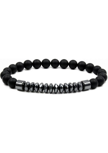 Unisex - Onix-Hematit Şık Tasarım Elegant Doğal Taş Bileklik
