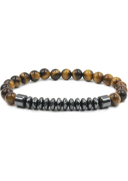 Unisex - Kaplan Gözü-Hematit Şık Tasarım Elegant Doğal Taş Bileklik | Handmade