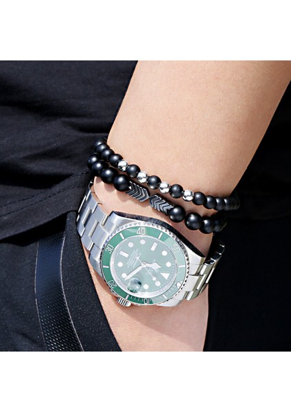 Unisex - 2 Adet Elegant Hematit-Onix Enerji Bilekliği | Set > Handmade