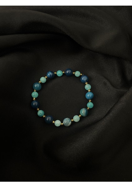 Kadın - Şık Tasarım Elegant Aqua Doğal Taş Bileklik | Handmade > Sakinlik Sembolü