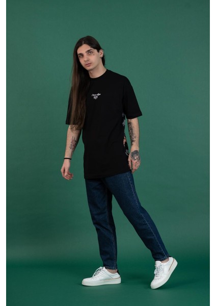 Oversize Baskılı Sıfır Yaka Erkek Penye T-Shirt modelleri