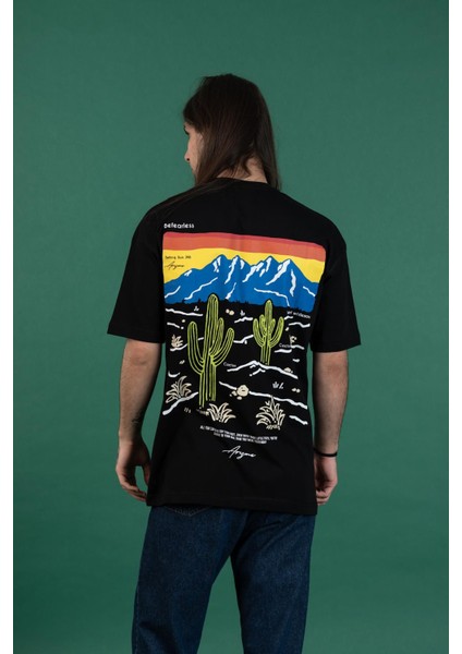 Oversize Baskılı Sıfır Yaka Erkek Penye T-Shirt modelleri